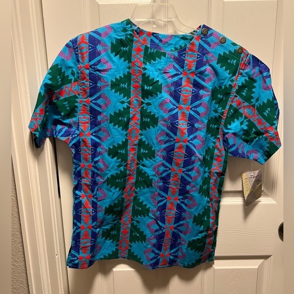 NEW Wrangler | Vintage Southwestern Blue Multi Top Sz M‎ - Picture 1 of 10